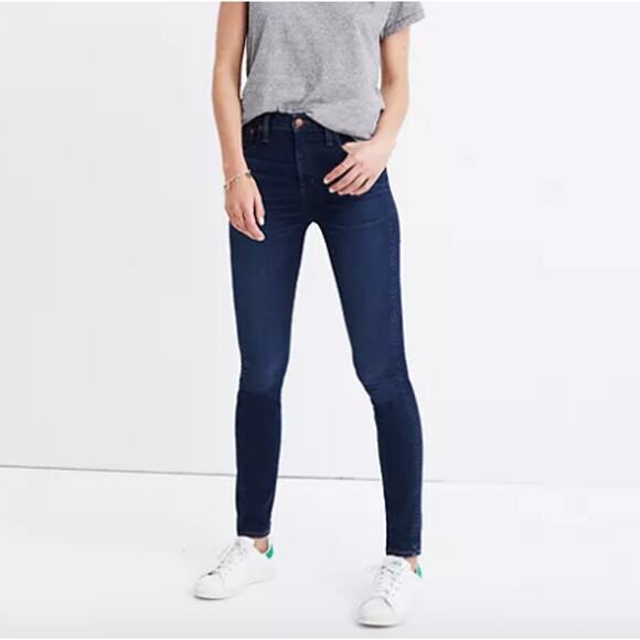 Madewell 10" High-Rise Skinny Haynes Dark Vintage Wash Denim Jeans, Size 25 - Picture 4 of 13